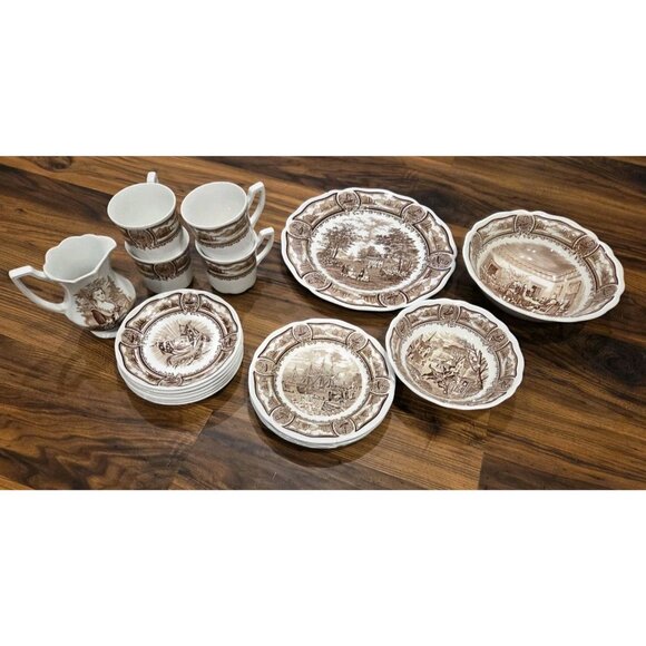 J. & G. Meakin Other - J&G Meakin Americana Ironstone Patriotic Eagle Brown Transferware Dish Lot